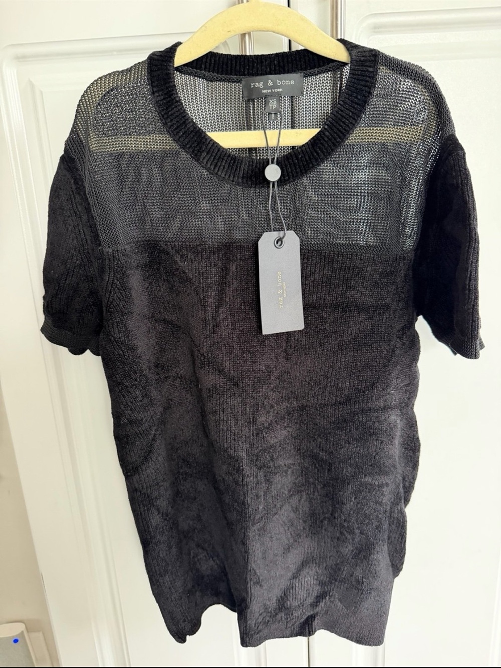 rag & bone Black Short-Sleeve Crewneck Knit Sweater